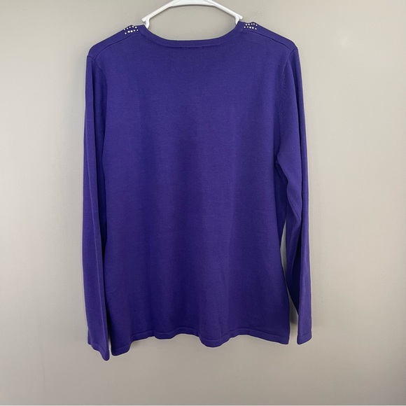 Quacker Factory Purple Rhinestone Cardigan M - Picture 3 of 5